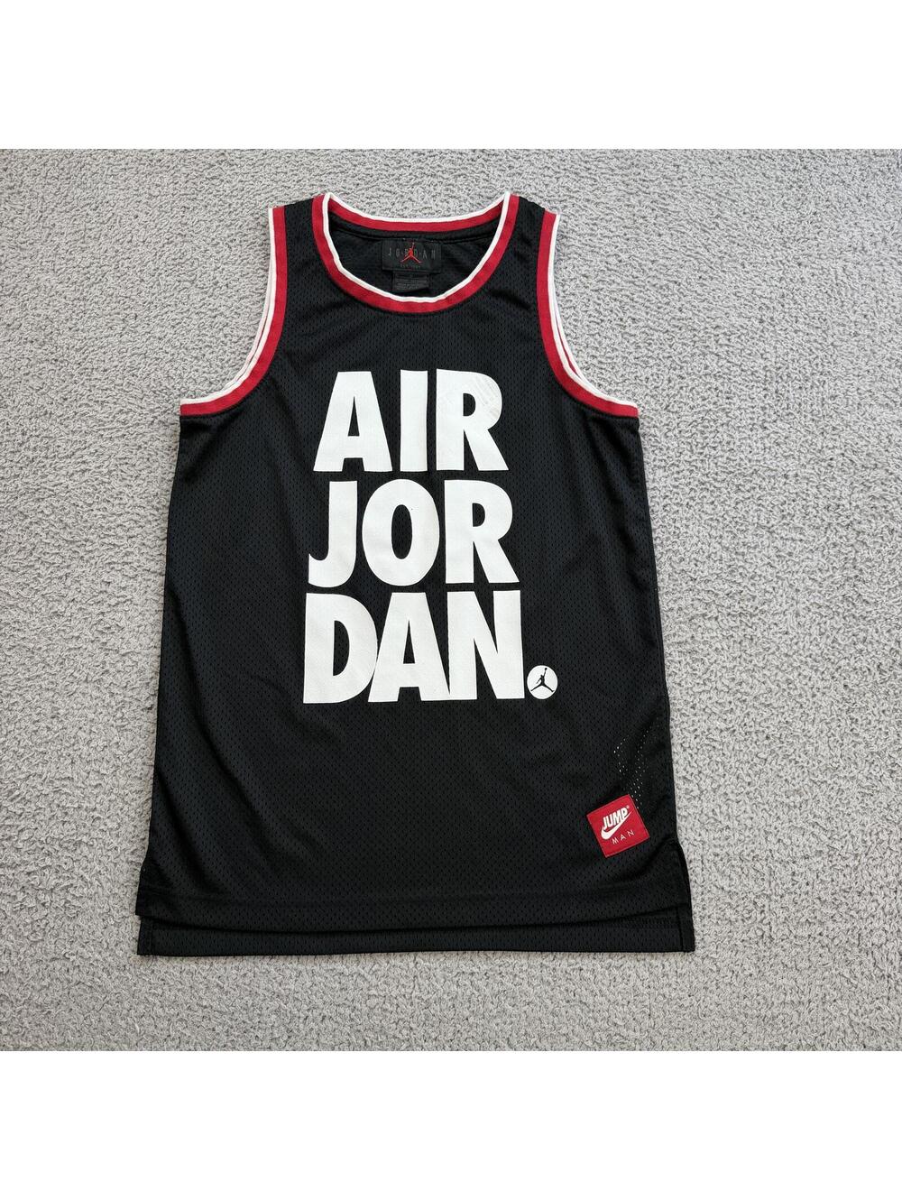 Air Jordan Mesh Basketball Jersey Youth Medium Black Red Jumpman Tank Top 10/12